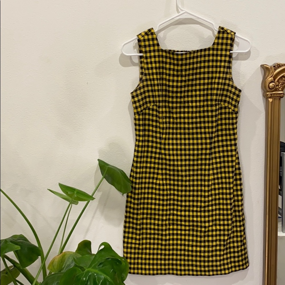 Yellow plaid vintage mod dress